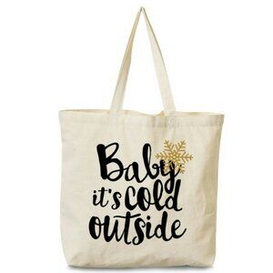 Baby Its Cold Outside Natural Reuseable Farmers Market Tote Handbag